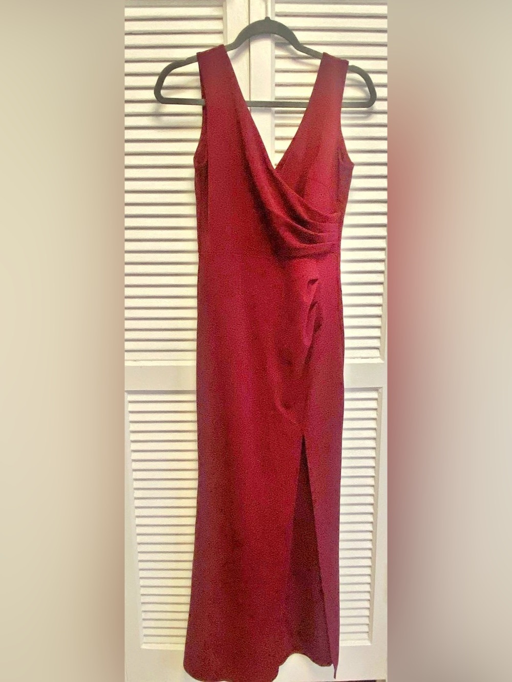 WOOSEA Women Sleeveless V Neck Split Evening Cocktail Long Dress Sleeveless